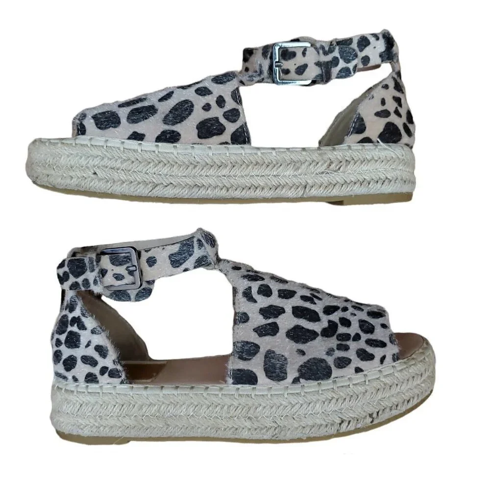 ❤️ 283 BellaMarie Moira Animal Print Brown Leopard Ankle-Strap Espadrille Sandal